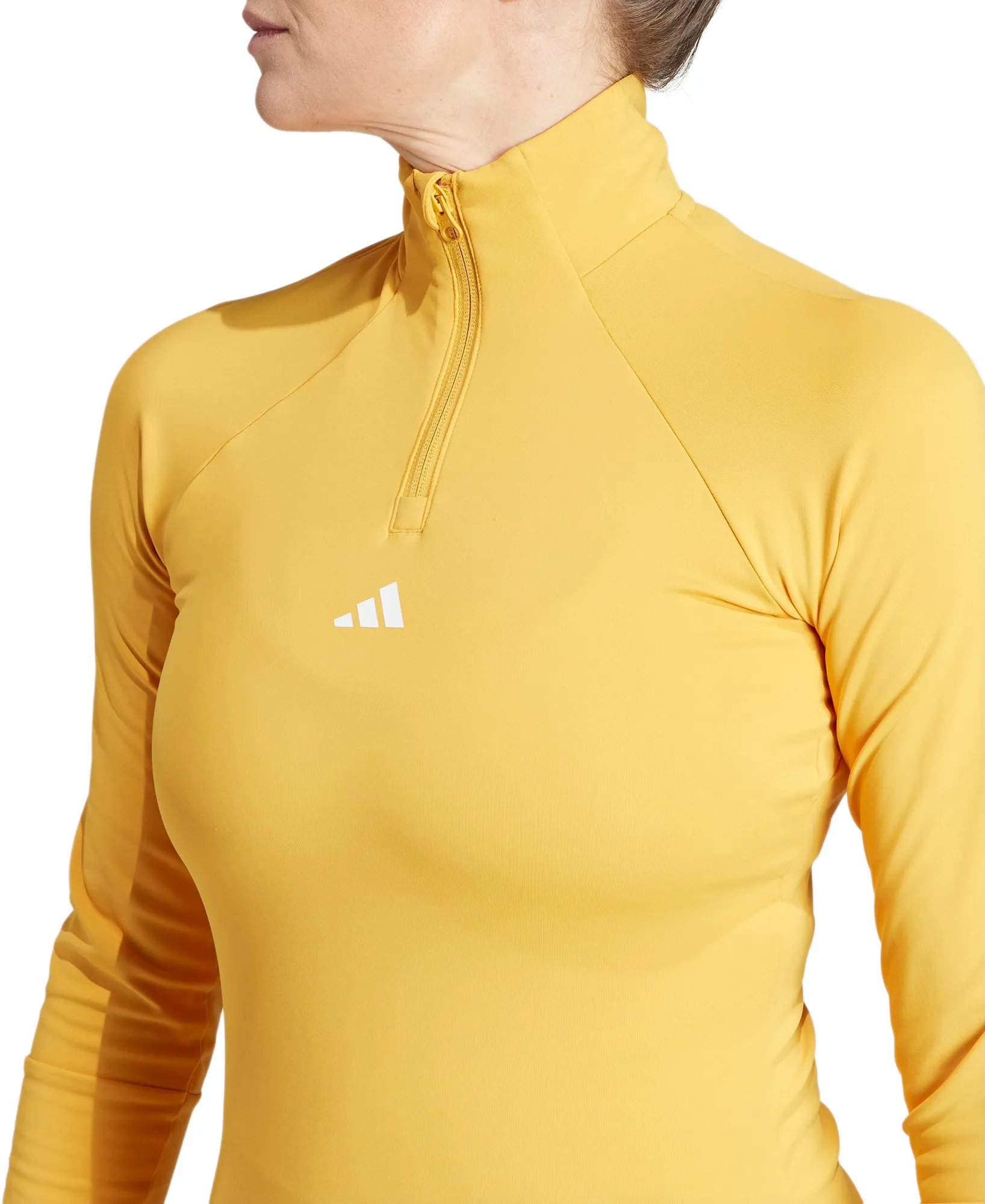 adidas Tech-Fit COLD.RDY Half Zip Long Sleeve Womens Running Top - Yellow