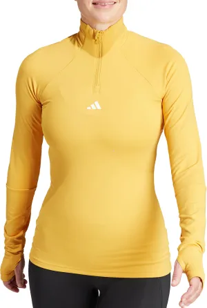 adidas Tech-Fit COLD.RDY Half Zip Long Sleeve Womens Running Top - Yellow