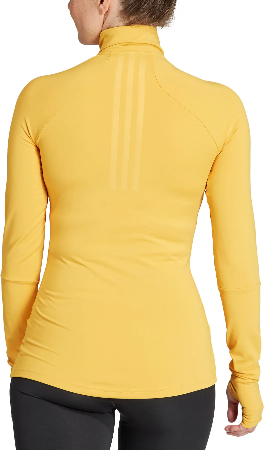adidas Tech-Fit COLD.RDY Half Zip Long Sleeve Womens Running Top - Yellow