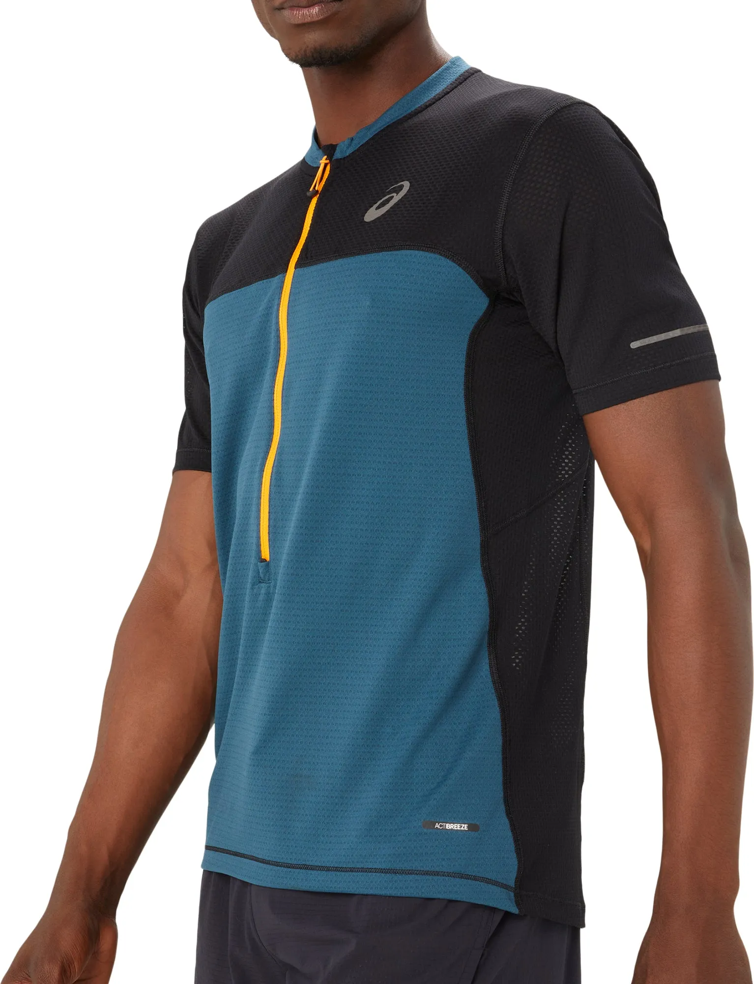 Asics FujiTrail Half Zip Short Sleeve Mens Running Top - Blue