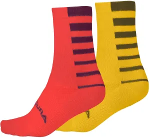 Endura Coolmax Stripe (2 Pack) Cycling Socks - Red