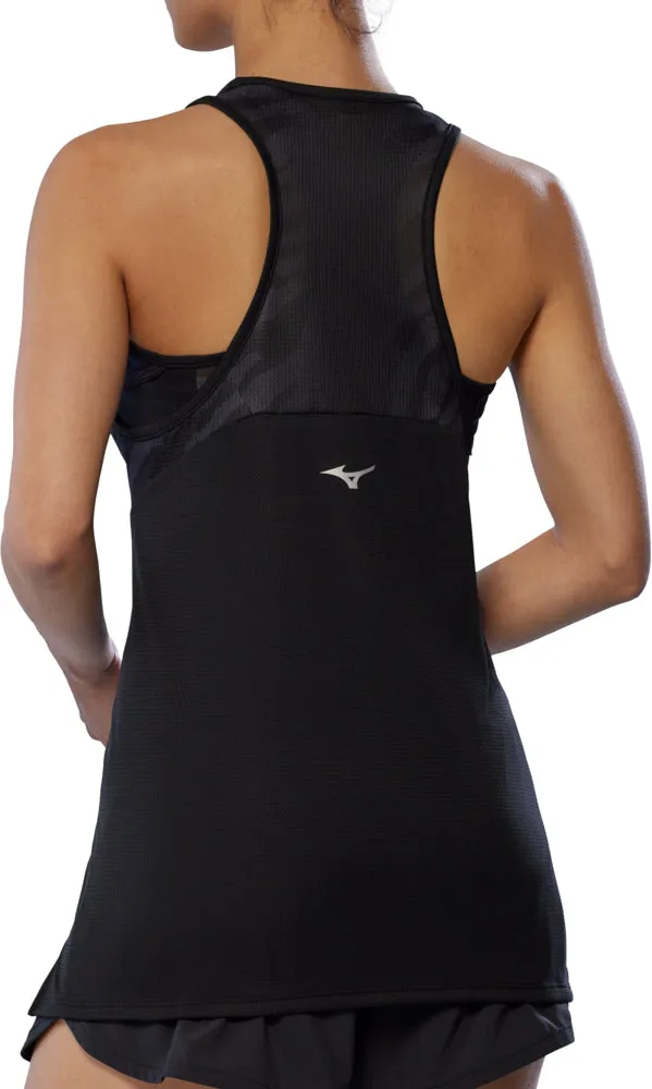 Mizuno DryAeroFlow Graphic Womens Running Vest Tank Top - Black