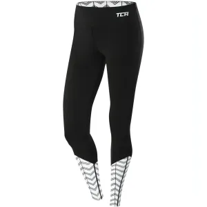 TCA Impulse Printed Womens Long Running Tights - Black