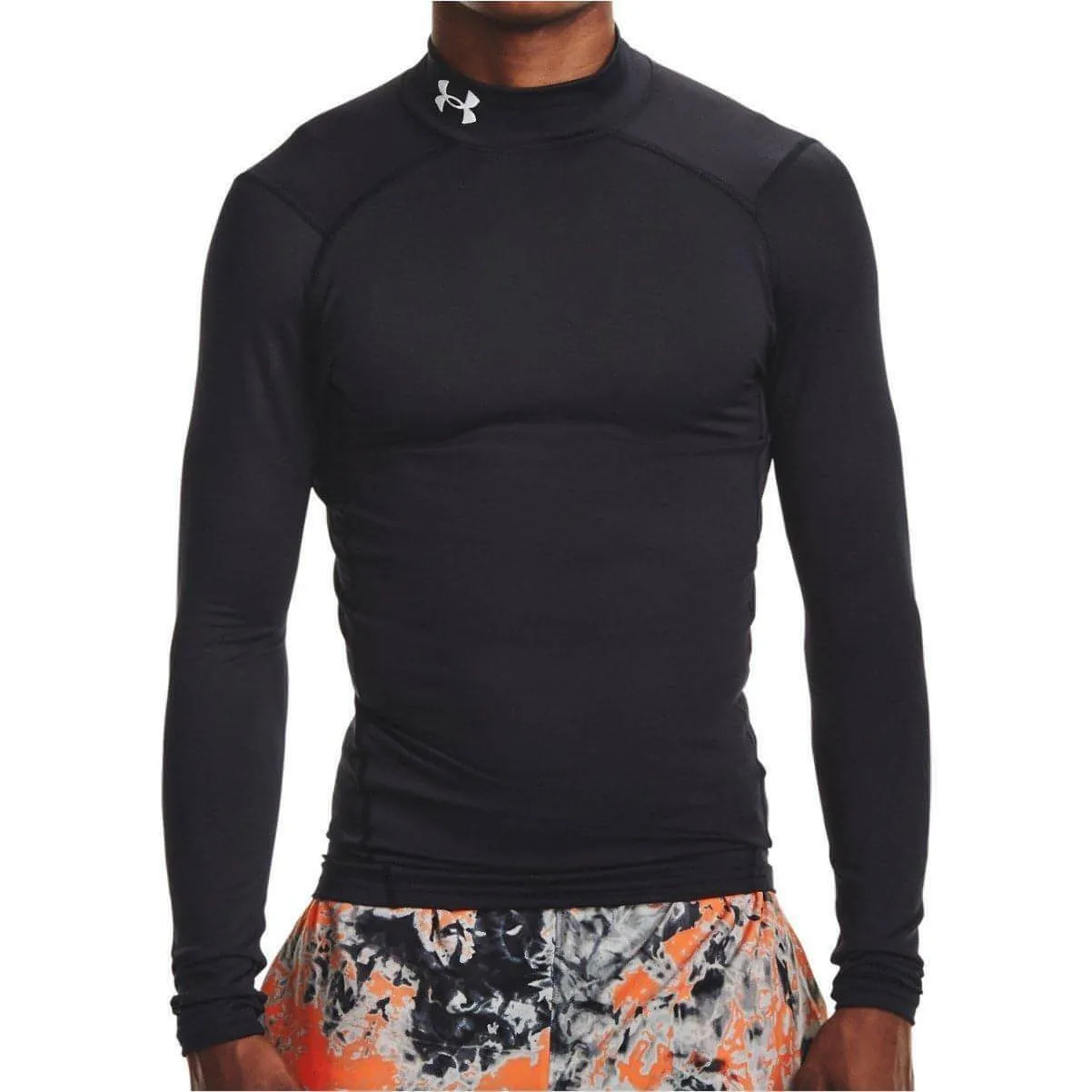 Under Armour ColdGear Compression Mock Long Sleeve Mens Running Top - Black