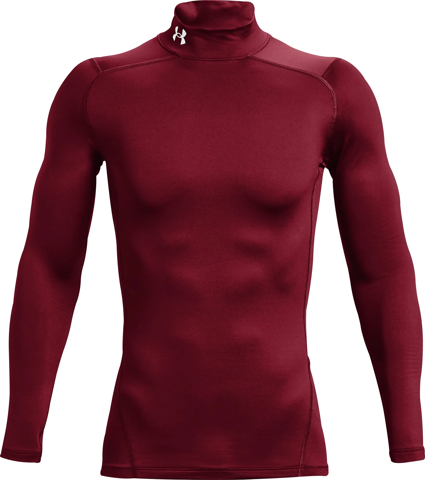 Under Armour ColdGear Compression Mock Long Sleeve Mens Running Top - Red