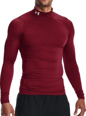 Under Armour ColdGear Compression Mock Long Sleeve Mens Running Top - Red