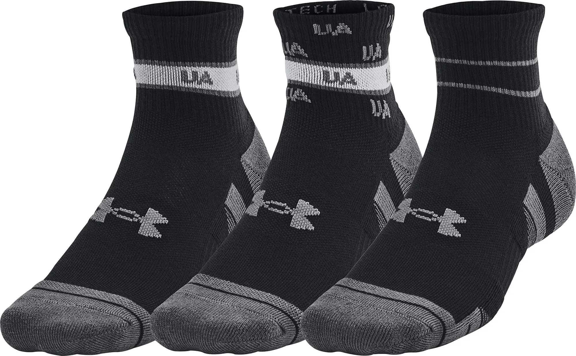 Under Armour Performance Tech (3 Pack) Quarter Socks - Black