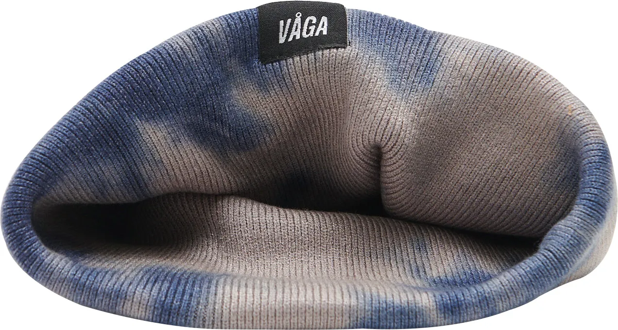Vaga Fine Rib Tie Dye Running Beanie - Blue